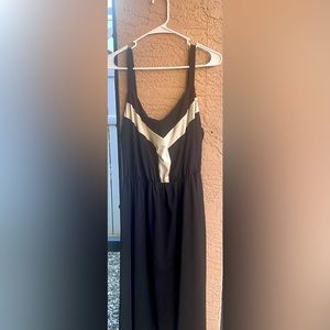 Black and off-white high-low sundress. Midi length.